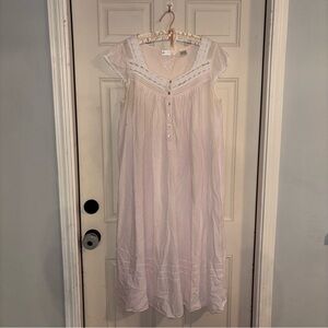 Eileen West Heirloom Dream 100% Cotton Pink Lace Trim Cap Sleeve Nightgown dress